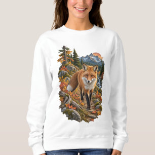 Red Fox Autumn Mountain Wilderness Sweatshirt