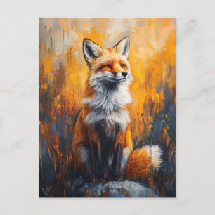 Red Fox Bold Digital Painting Postcard