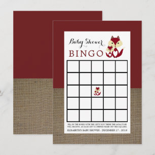 Red Fox Burlap Baby Shower Bingo Invitation