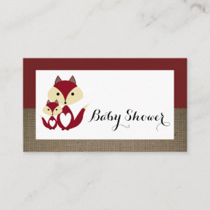 Red Fox Burlap Baby Shower Invitation