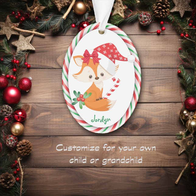 Red Fox Candy Cane Frame Kids Ornament (Creator Uploaded)