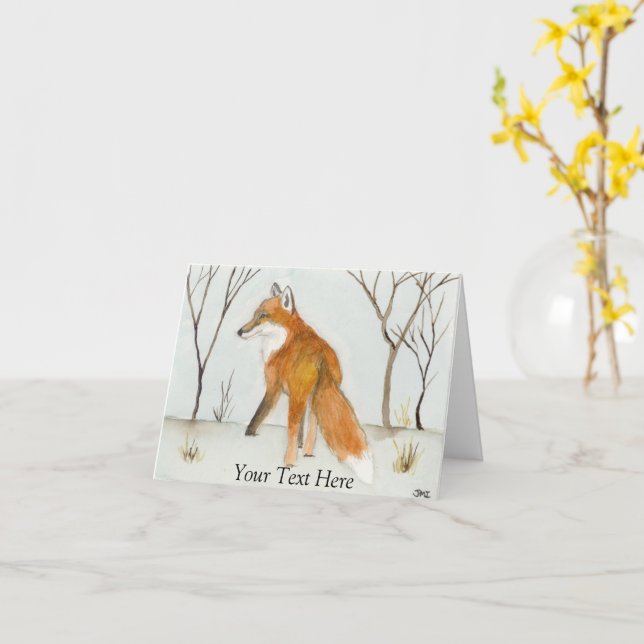 Red Fox Card (Yellow Flower)