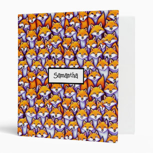 Red fox cartoon DIY name woodland whimsical fun Binder