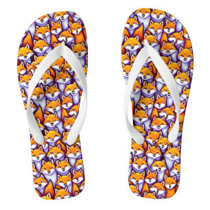 Red fox cartoon wildlife forest wildlife pattern flip flops