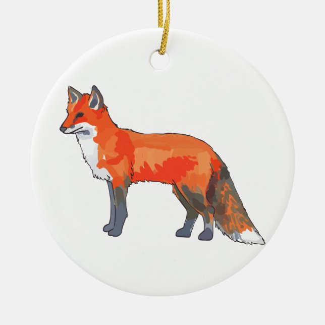 Red Fox Ceramic Ornament (Front)