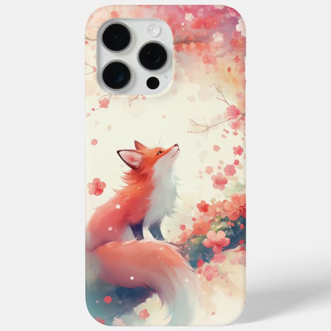 Red Fox Cherry Blossom Tree Case-Mate iPhone Case (Back)