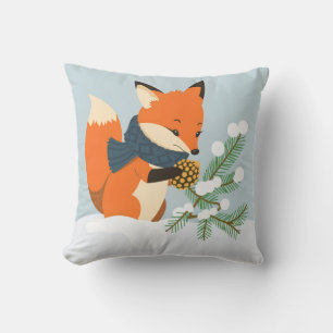 Red Fox Christmas fun Throw Pillow