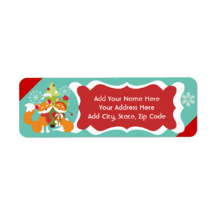Red Fox Christmas Retours Adresse Étiquettes