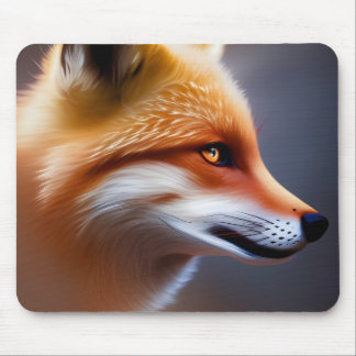 Red Fox Close up AI Art Mouse Pad