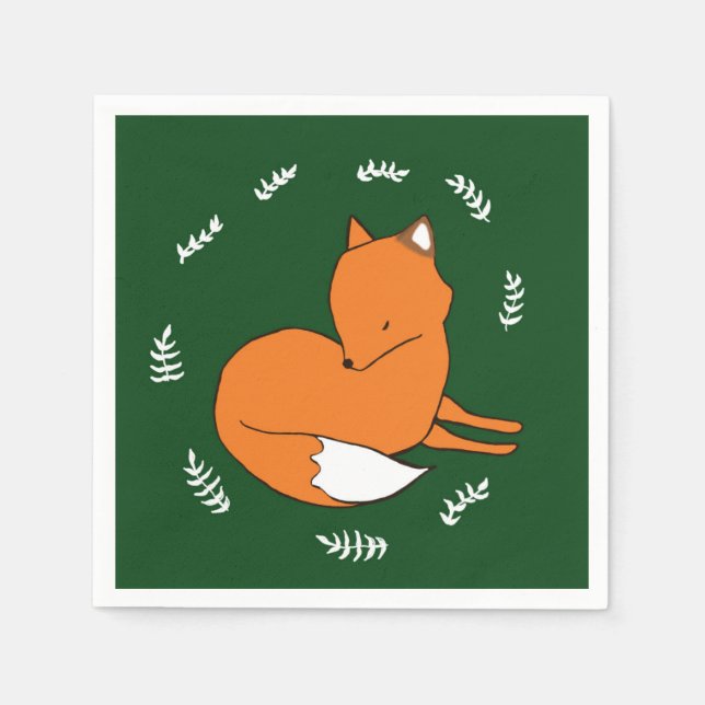 Red Fox Cocktail Napkin (Front)