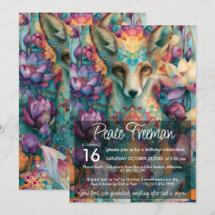 Red Fox   Colourful Animal Lover Design Invitation