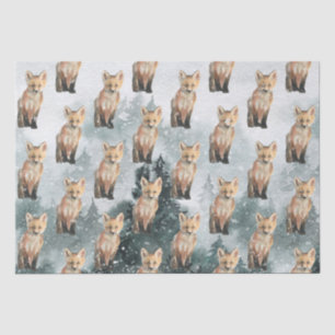 Red Fox Cub In A Foggy Woodland Forest Tissue Paper