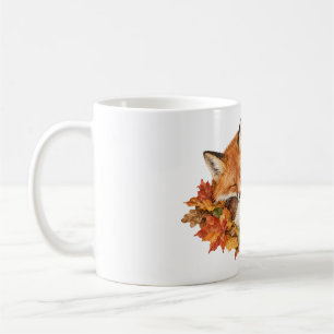 Red Fox Curled Up on Fallen Leaves Coffee Mug