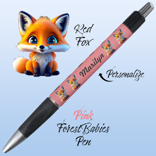 Red Fox, Cute Animal Stationery Gift Colourful Pin Pen