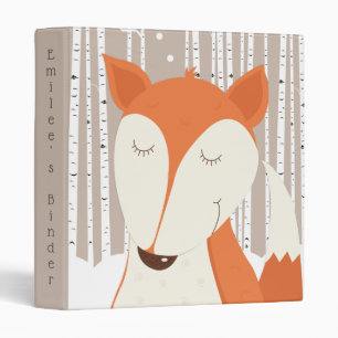 Red Fox Cute Animal Woodland Birch Tree  Binder