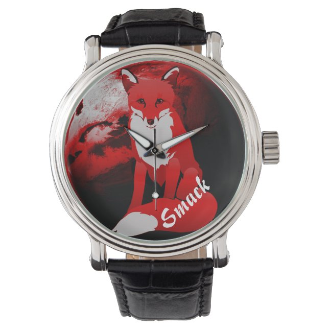 Red Fox Design Personalized Unisex Wrist Watch (Front)