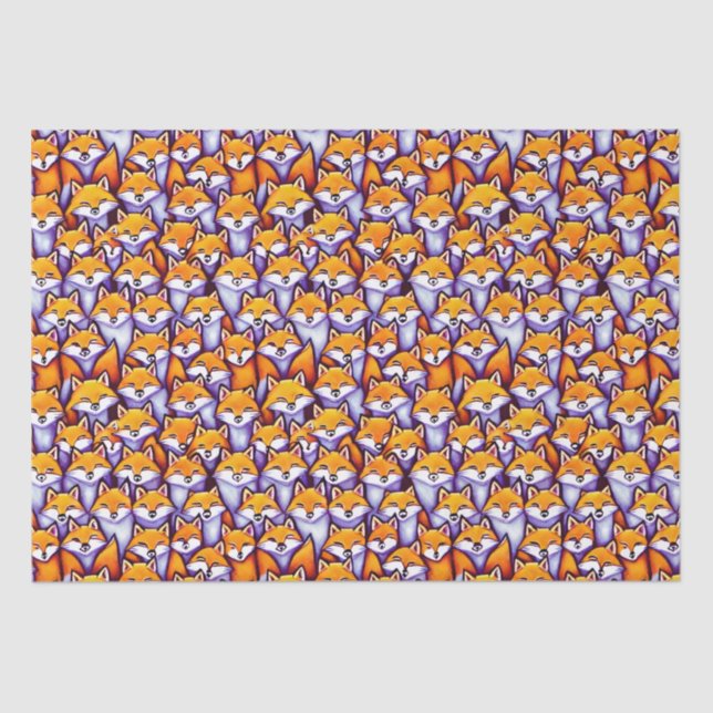 Red fox doodle collage pattern woodland animals tissue paper (Front)