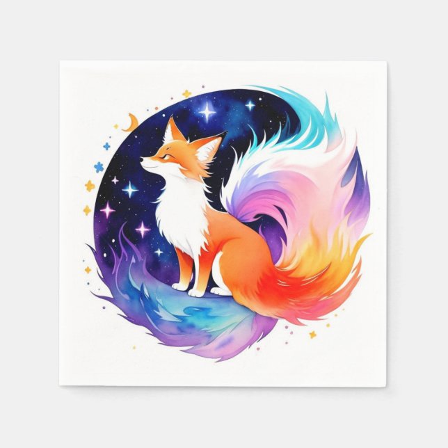 Red Fox Dreams Birthday Napkin (Front)