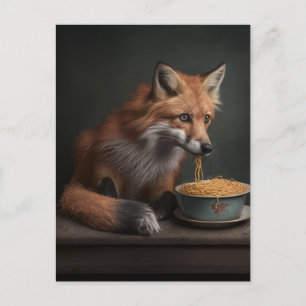 Red Fox Eating a Bowl of Spaghetti Postcard