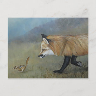Red Fox Encounter Art Postcard