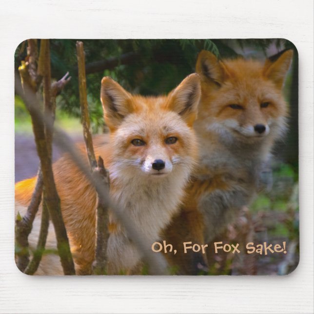 Red Fox Family Nature Lover Custom Name Mouse Pad (Front)