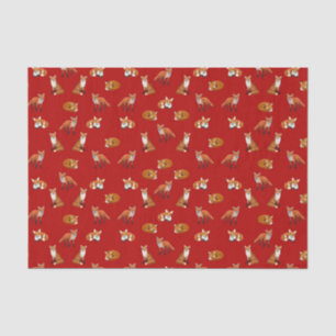 Red Fox Family Tissue Paper Cranberry