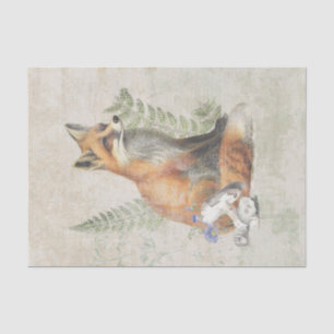 Red Fox Fern Mushroom Woodland Forest Decoupage  Tissue Paper
