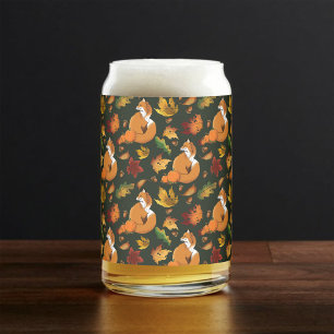 Red Fox Feuilles Acorns Green