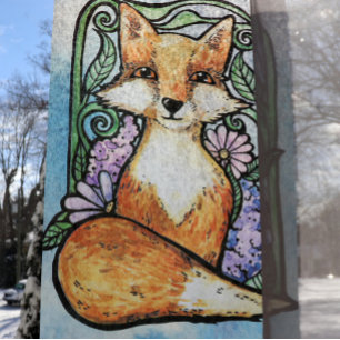 Red Fox Floral Nature Art Tissue Paper