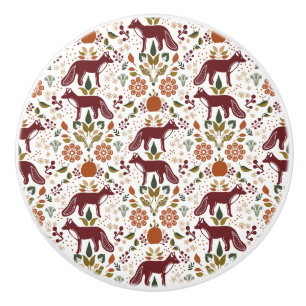 Red Fox Folk Art Knob Pulls Rustic Hardware