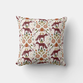 Red Fox Folk Art Pillow Rustic Fall Harvest