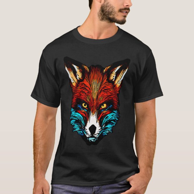 Red fox forest animal wild predator artwork T-Shirt (Front)