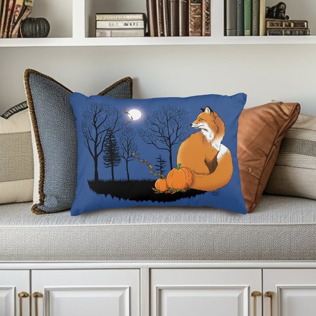 Red Fox Forest Pumpkins Accent Pillow (Creator Uploaded)