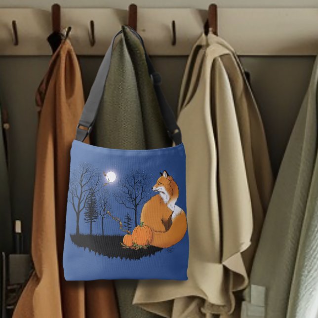 Red Fox Forest Pumpkins Crossbody Bag (Creator Uploaded)