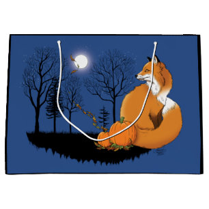 Red Fox Forest Pumpkins Large Gift Bag