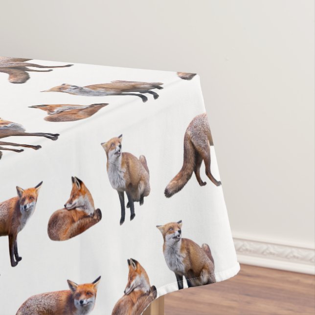 Red Fox Frenzy Tablecloth (choose colour) (In Situ)