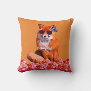 Red fox Funny Jote Art Jeter Oreiller