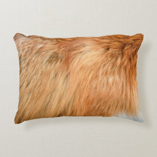 Red fox fur texture accent pillow