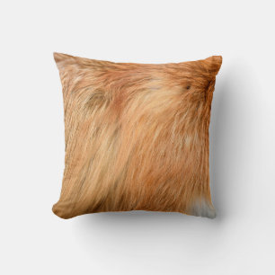Red fox fur texture throw pillow