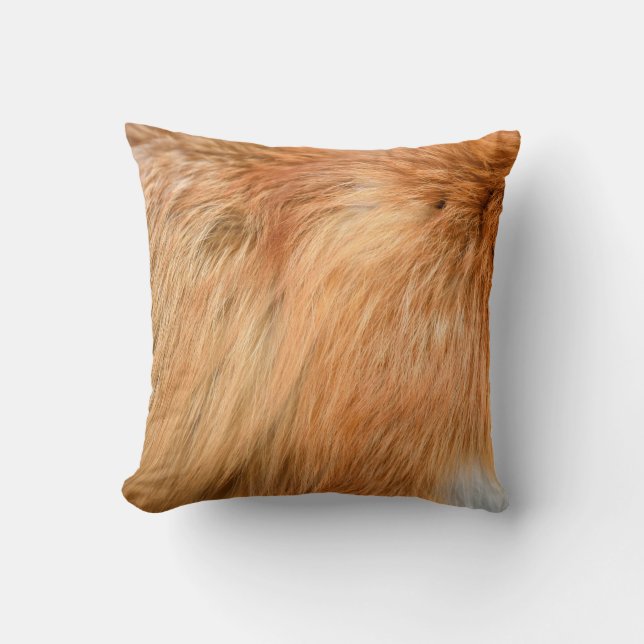 Red fox fur texture throw pillow (Front)