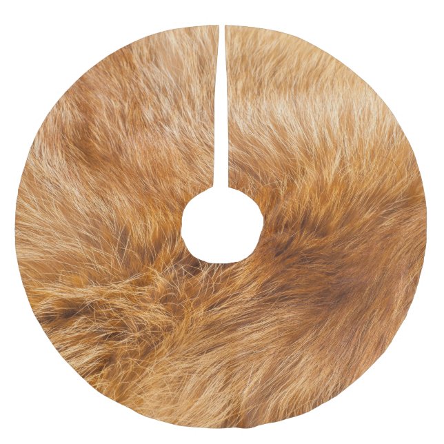 Red Fox Fur: Textured Background. Brushed Polyester Tree Skirt (Front)