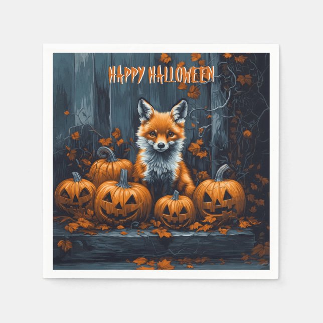 Red Fox Halloween Napkin (Front)