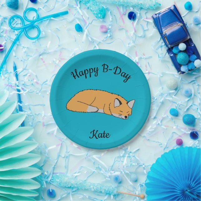 Red Fox Happy Birthday Paper Plate (Party)