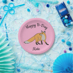 Red Fox Happy Birthday Paper Plate