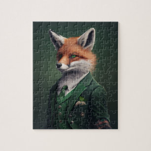 Red Fox in a Green St. Patrick's Day Suit Jigsaw P Jigsaw Puzzle