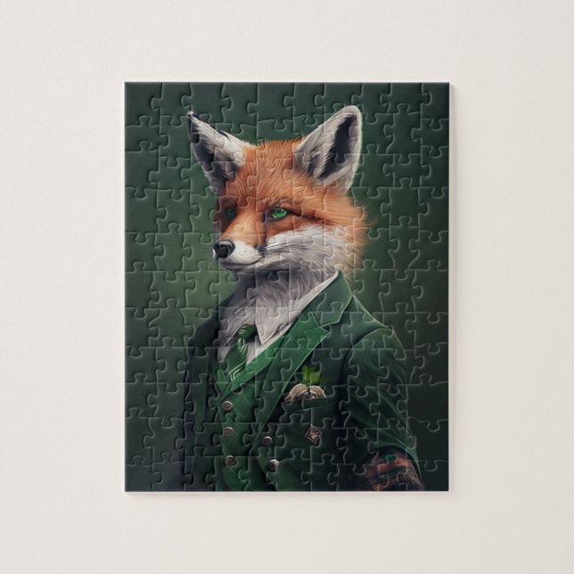 Red Fox in a Green St. Patrick's Day Suit Jigsaw P Puzzle (Vertical)