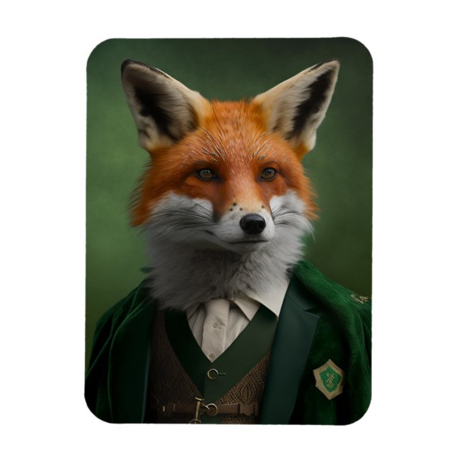Red Fox in a Green St. Patrick's Day Suit Magnet (Vertical)