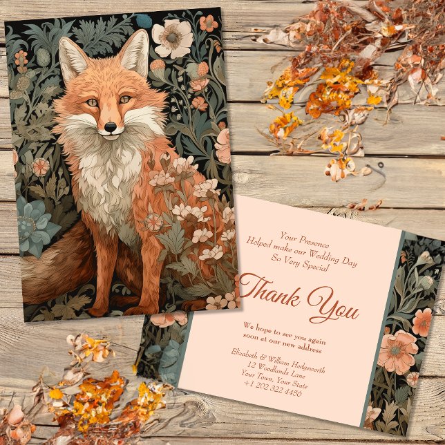 Red Fox in a Victorian English Garden Thank You Card (Creator Uploaded)
