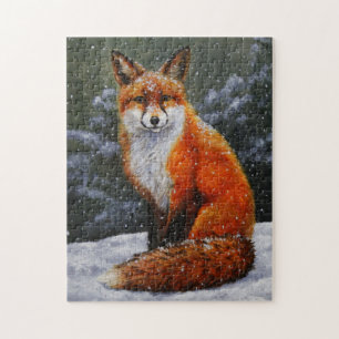 Red Fox in Falling Snow Jigsaw Puzzle