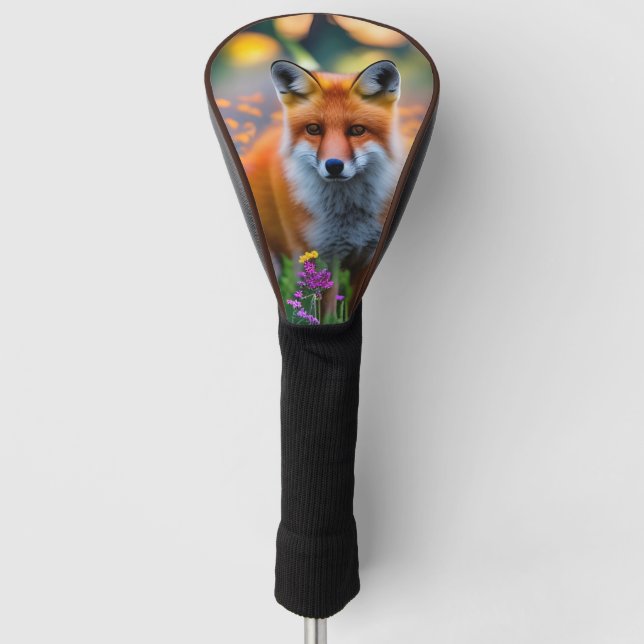 Red Fox in Field of Wildflowers   Golf Head Cover (Front)